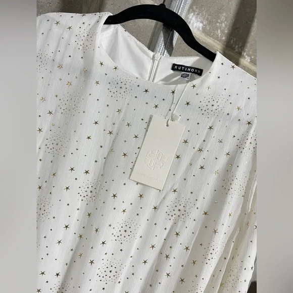 Dresses | White Midi Dress With Gold Stars | Poshmark